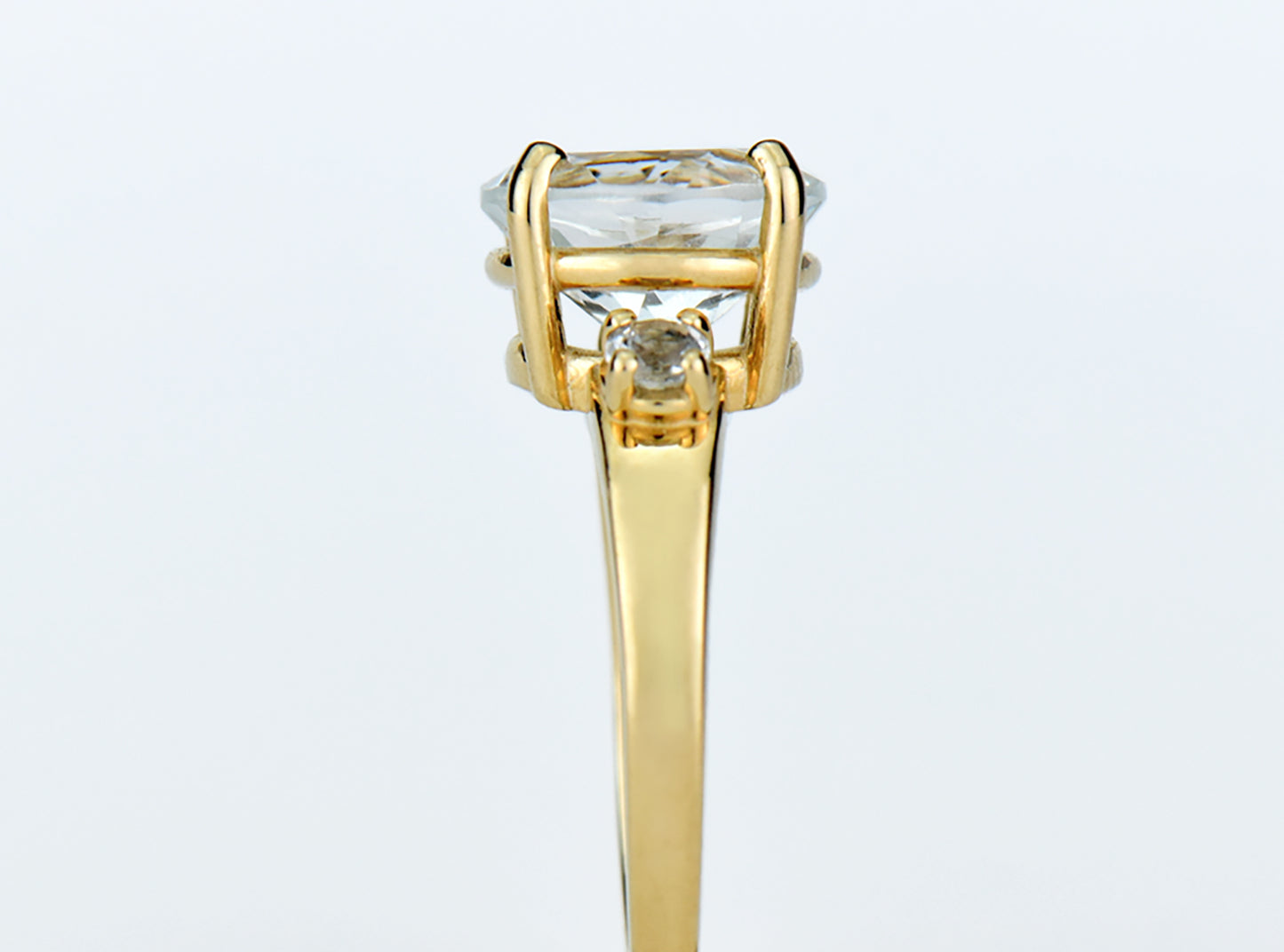 Perfection! Authentic White Topaz Ring from Brazil. 14kt or 10kt Yellow Gold Ring featuring a 10mm Centerstone and 3mm white topaz accents.