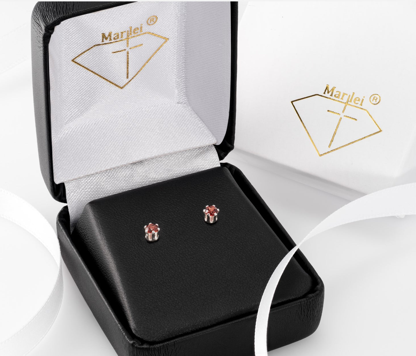 Striking, Natural, Red, 3mm Diamond Cut, Mozambique Garnet Earrings! Sterling Silver, 6-Prong Studs.