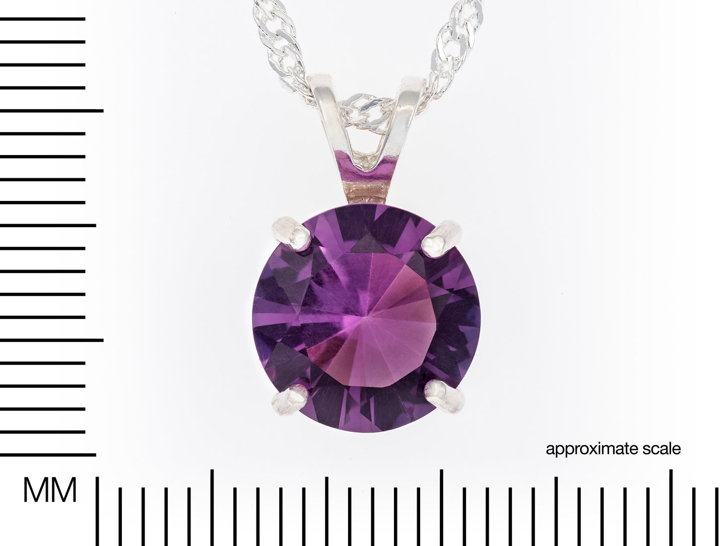 From our Minas Gerais Collection. Rare Brazilian Amethyst Gemstone. 10mm, Diamond Cut, 3ctw, VVS-IF. Premium Silver Pendant Necklace