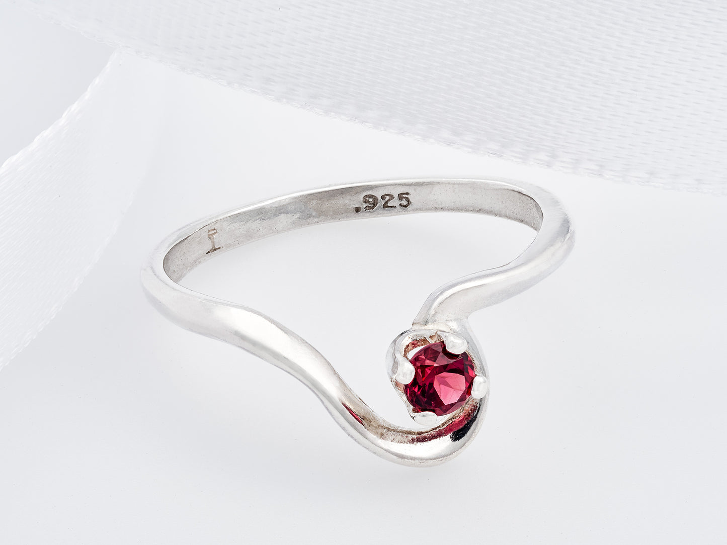 Natural Rhodolite Garnet Silver Ring! Pink, Purple, Red. January Birthstone. Half Heart. 3mm, Round, Faceted.