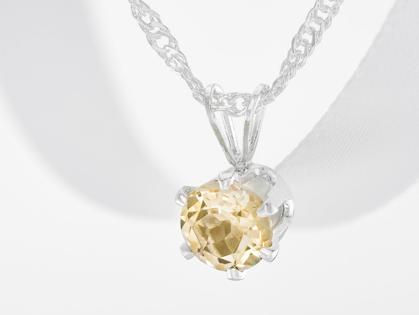 Gorgeous Yellow Natural Citrine! 6mm, Round Faceted. Sterling silver necklace from Brazil.