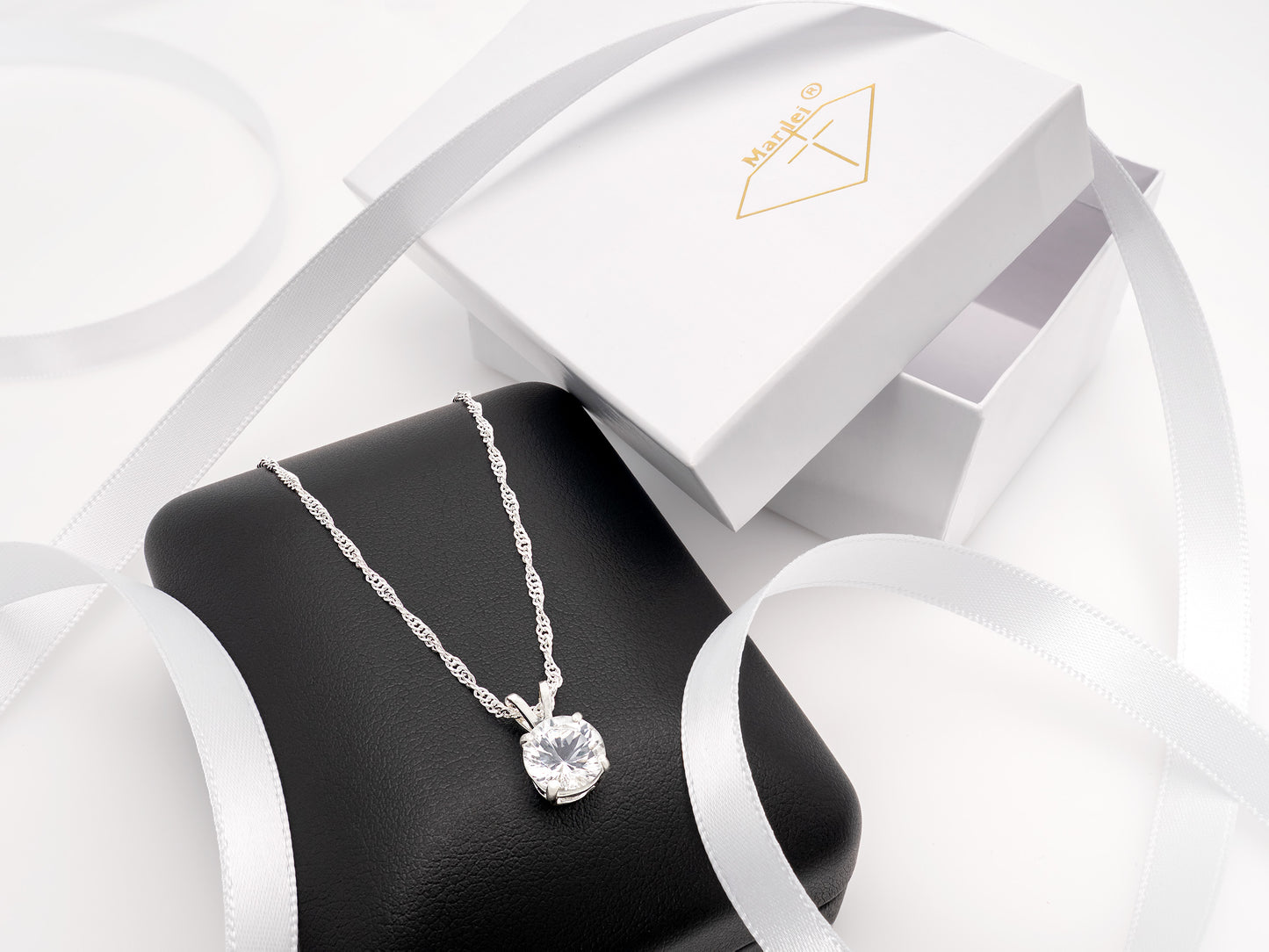 Tantalizing gemstone!  8mm Round, Concave Cut Natural White Topaz necklace from Brazil. Premium Sterling Silver, Pendant or chain.