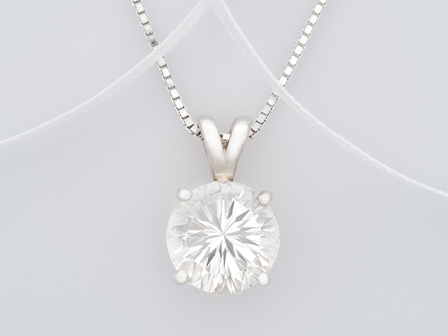 Incredible sparkle!  10mm, Round, Concave Cut Natural White Topaz necklace from Brazil. Sterling Silver