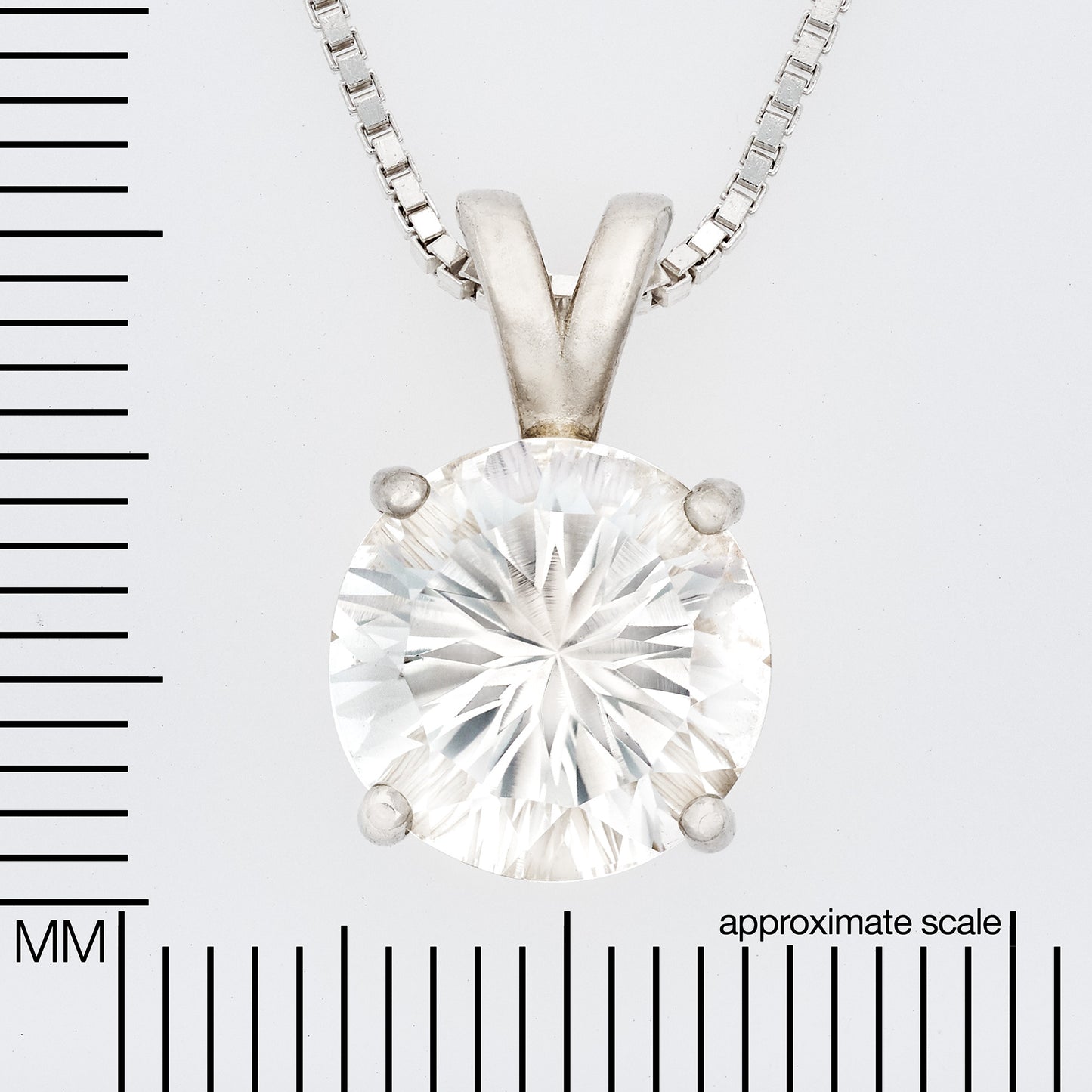 Incredible sparkle!  10mm, Round, Concave Cut Natural White Topaz necklace from Brazil. Sterling Silver