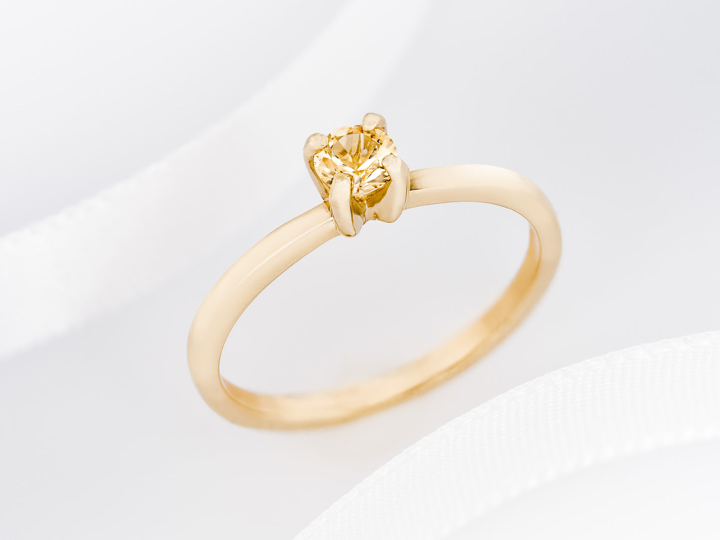 Classic Imperial Topaz solitaire ring. Authentic Ouro Preto Precious Topaz in 10kt or 14kt yellow gold. Round Cut, 4mm faceted. Select Size.