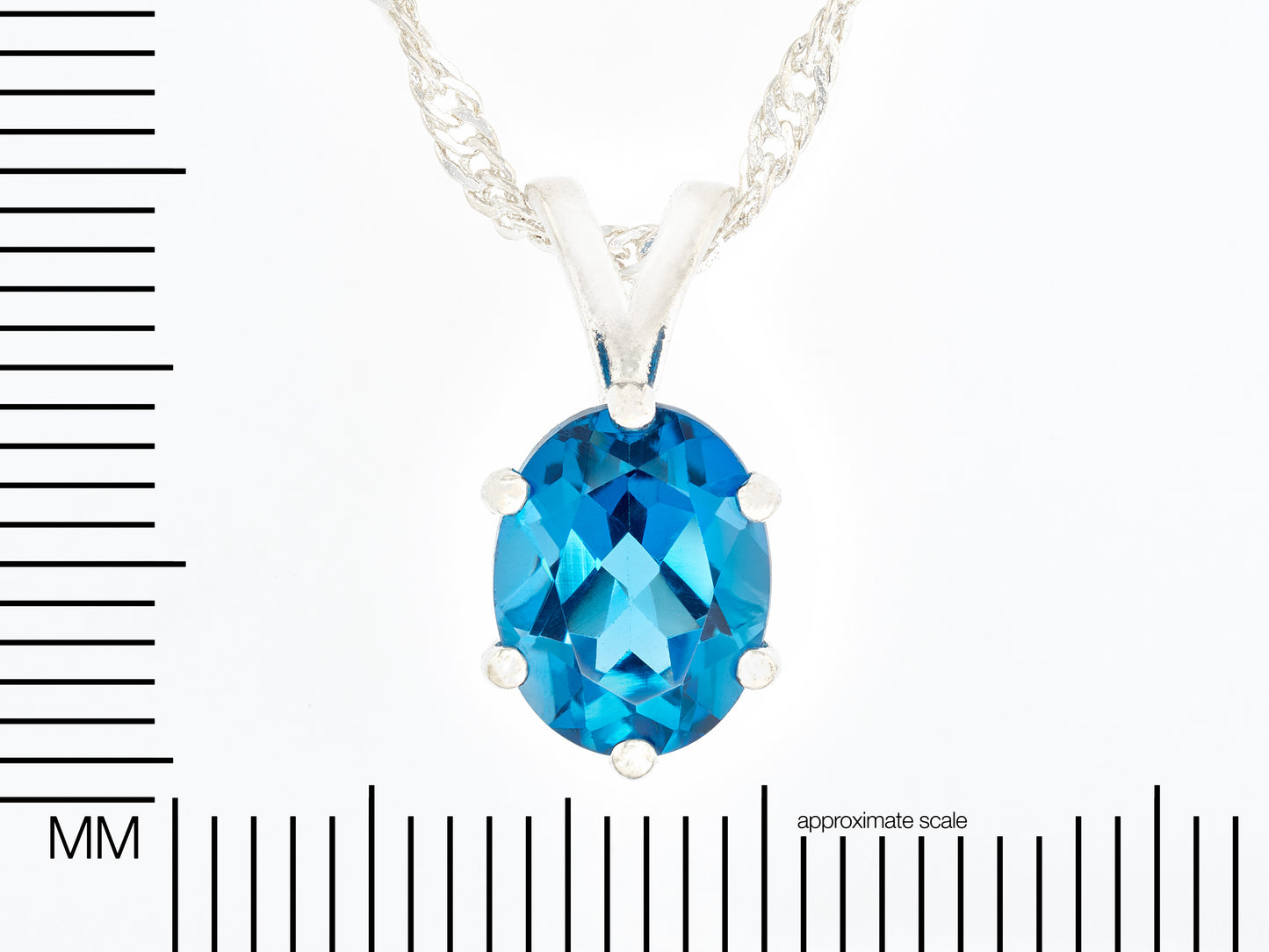 Gorgeous London Blue Topaz necklace. 9x7mm Oval, faceted, natural Brazilian Topaz. Sterling Silver.