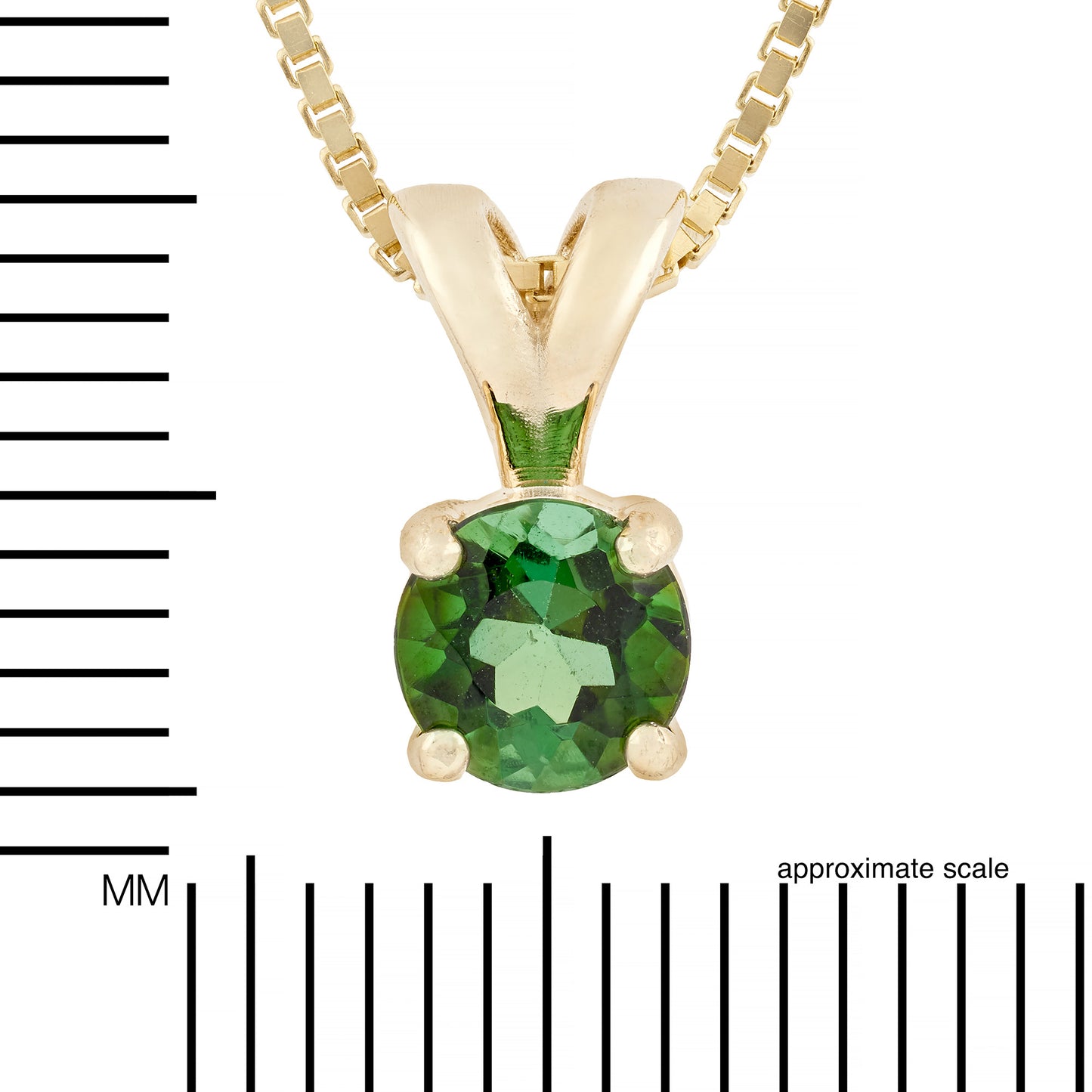 Forest Green Tourmaline in 14kt Yellow Gold pendant.  Gorgeous Natural Tourmaline Necklace. 5mm round, faceted, Brazilian.