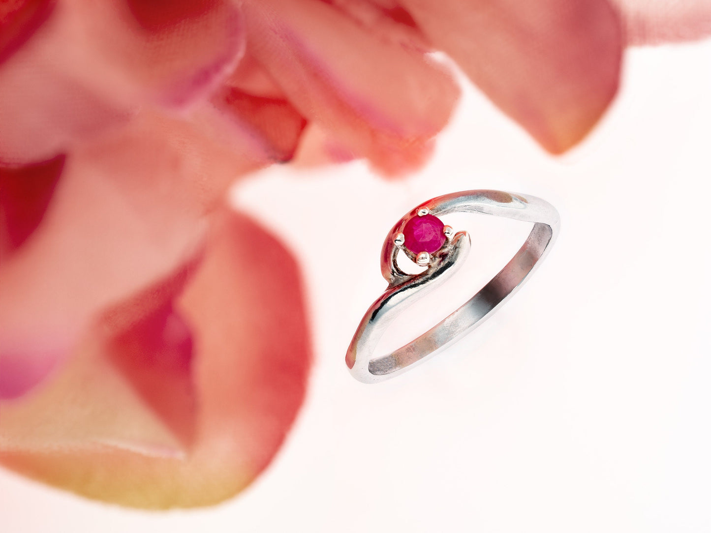 July Birthstone Ring. 3mm, Round, Faceted, Natural, Red Ruby Gemstone. Sterling silver.