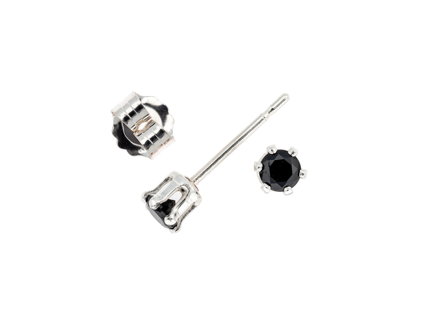 Black on Silver!  Natural Black Onyx Studs.  3mm Sterling Silver Settings.