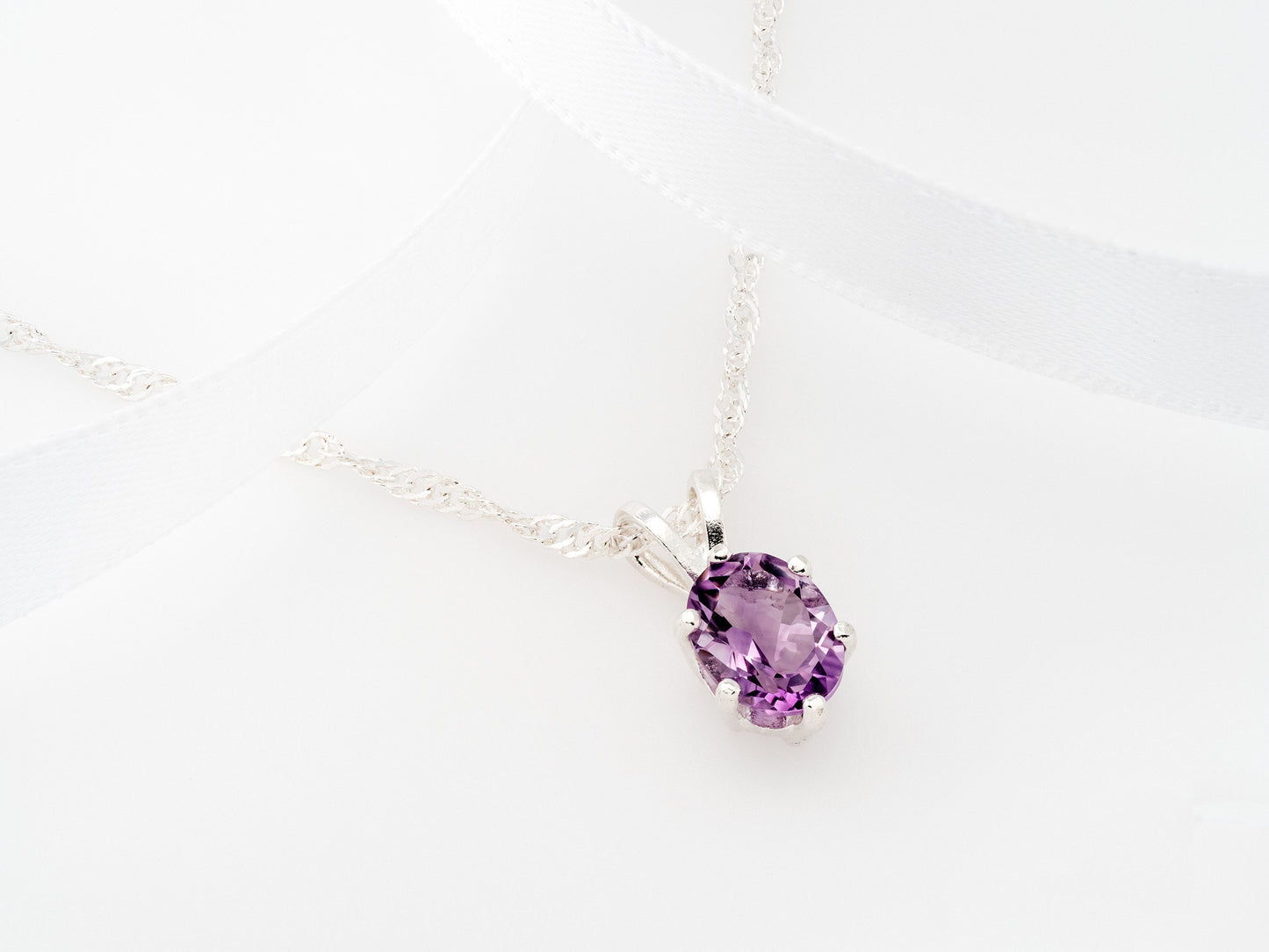 Elegant Handmade Brazilian Amethyst Pendant! 8x6mm Oval, Natural, Sparkling Purple. VVS Clarity.