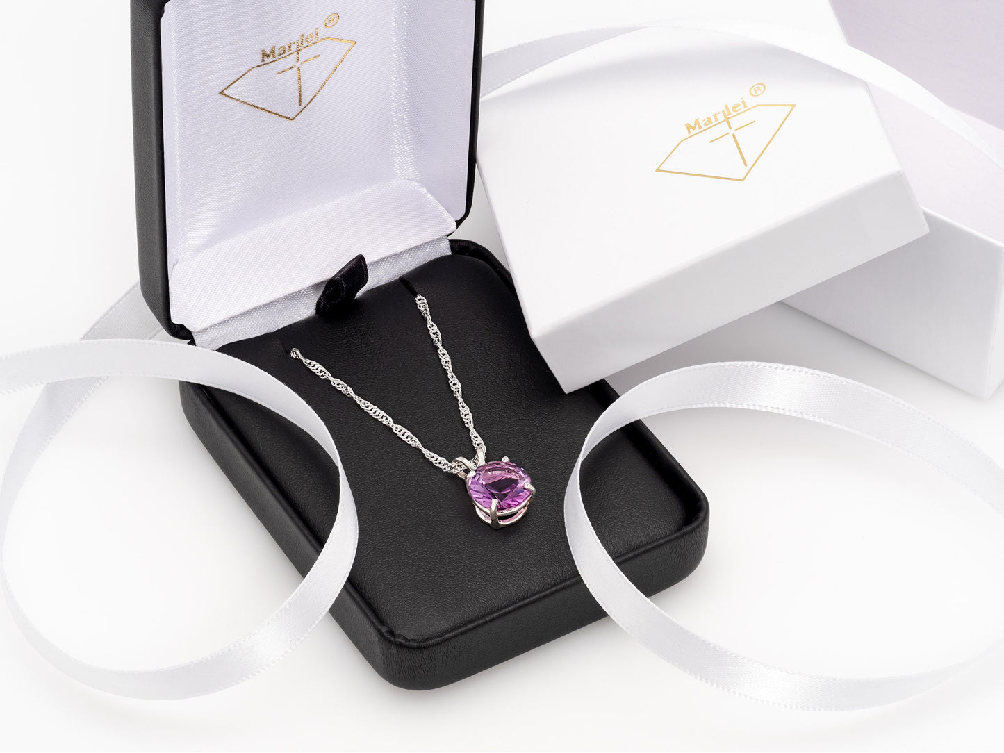 From our Minas Gerais Collection. Rare Brazilian Amethyst Gemstone. 10mm, Diamond Cut, 3ctw, VVS-IF. Premium Silver Pendant Necklace