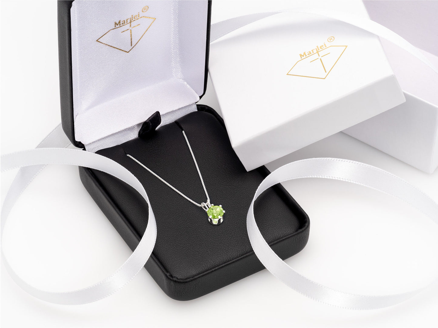 Vivid Green Natural Peridot! 6mm Round Faceted. Sterling silver pendant necklace from Brazil.