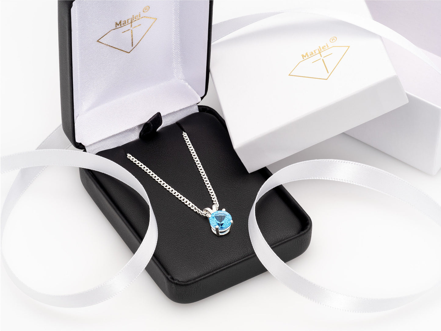 Vivid Natural Swiss Blue Topaz pendant from Brazil. Handmade Premium silver pendant. 8mm round gemstone. 2.2+ctw.