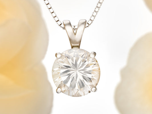 Incredible sparkle!  10mm, Round, Concave Cut Natural White Topaz necklace from Brazil. Sterling Silver