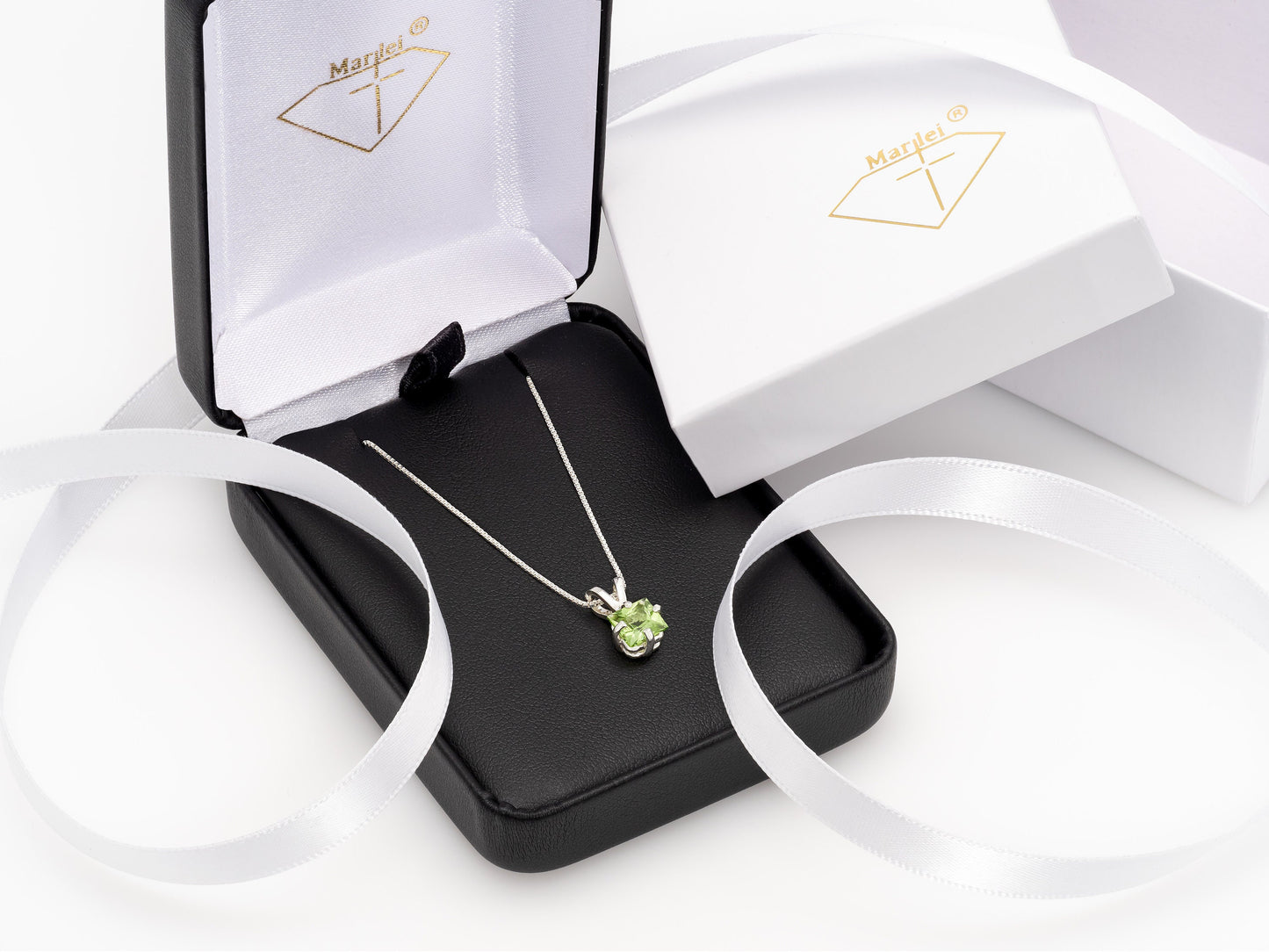 Vivid Green Natural Peridot! 6mm Square Princess Cut Pendant Necklace. Sterling silver pendant and chain.