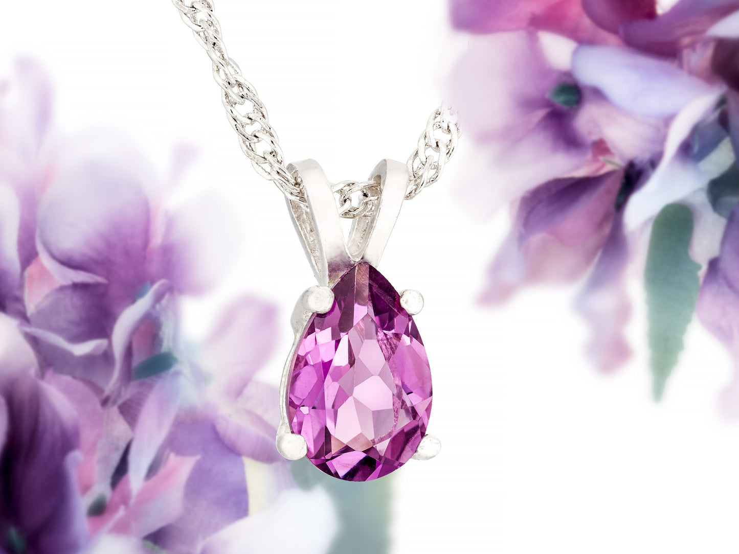 Beautiful Brazilian amethyst pendant!  9x6mm pear, sparkling purple. Premium sterling silver pendant necklace with your selection of chain.