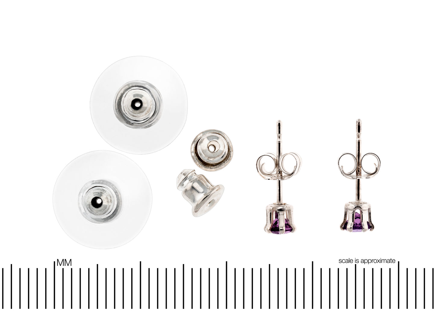 Rich Purple!  Natural, 3mm Diamond Cut, African Amethyst Earrings! Sterling Silver, 6-Prong Studs.