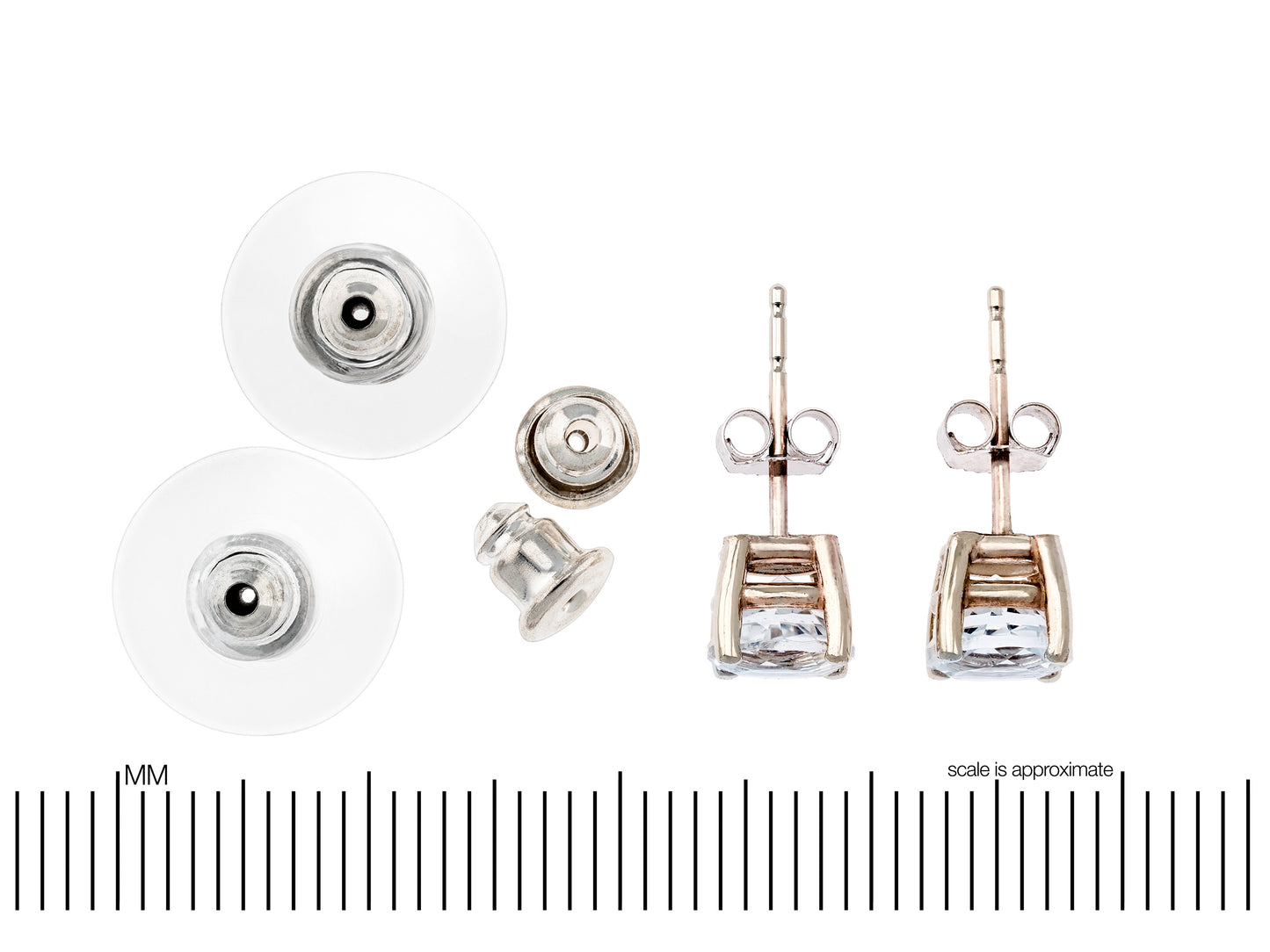 Natural, Genuine, White Topaz in 14K White Gold. Marvelous earrings! 6mm round, diamond cut.