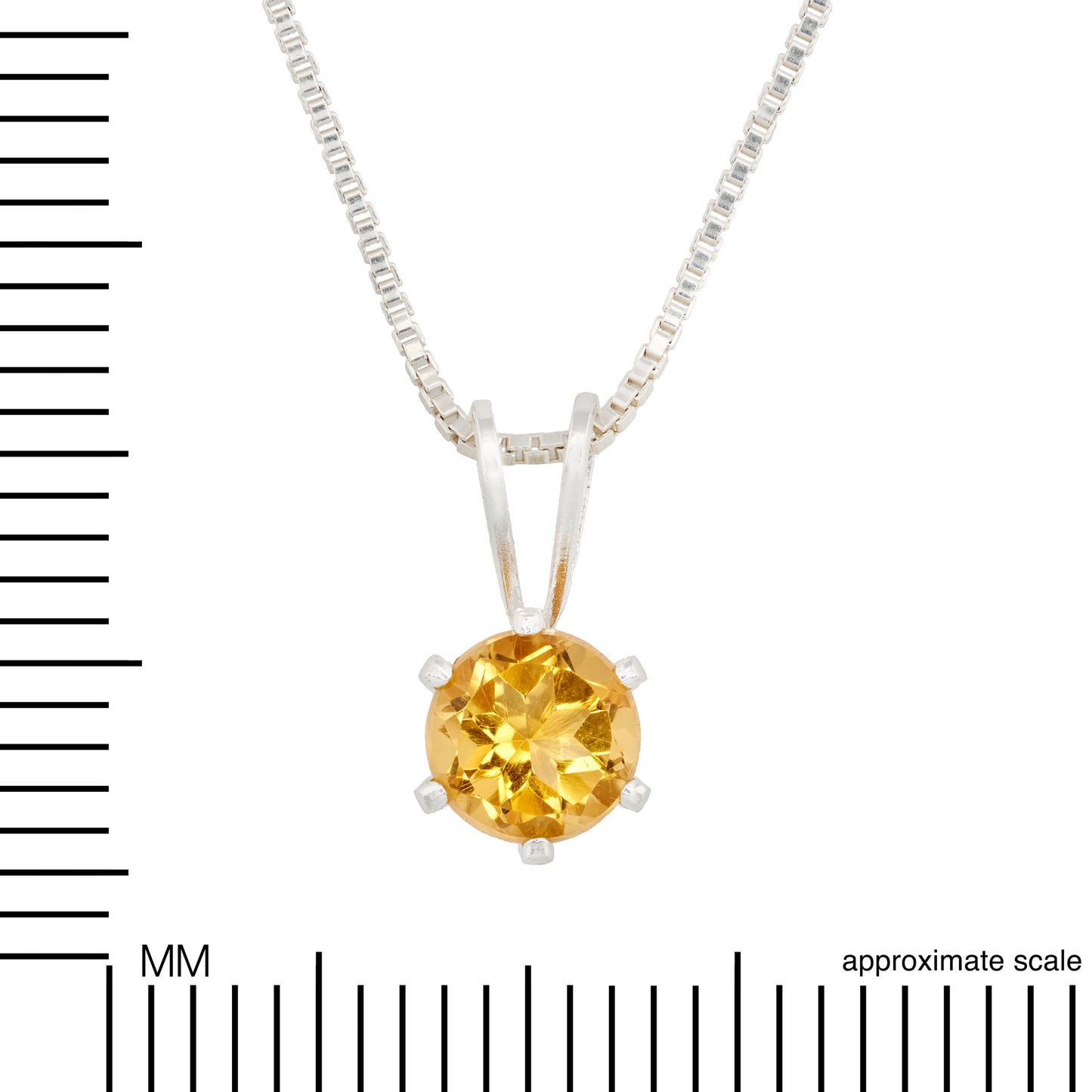 Golden Yellow Orange Citrine! Natural, 5mm Round Faceted gemstone. Sterling silver necklace from Brazil.