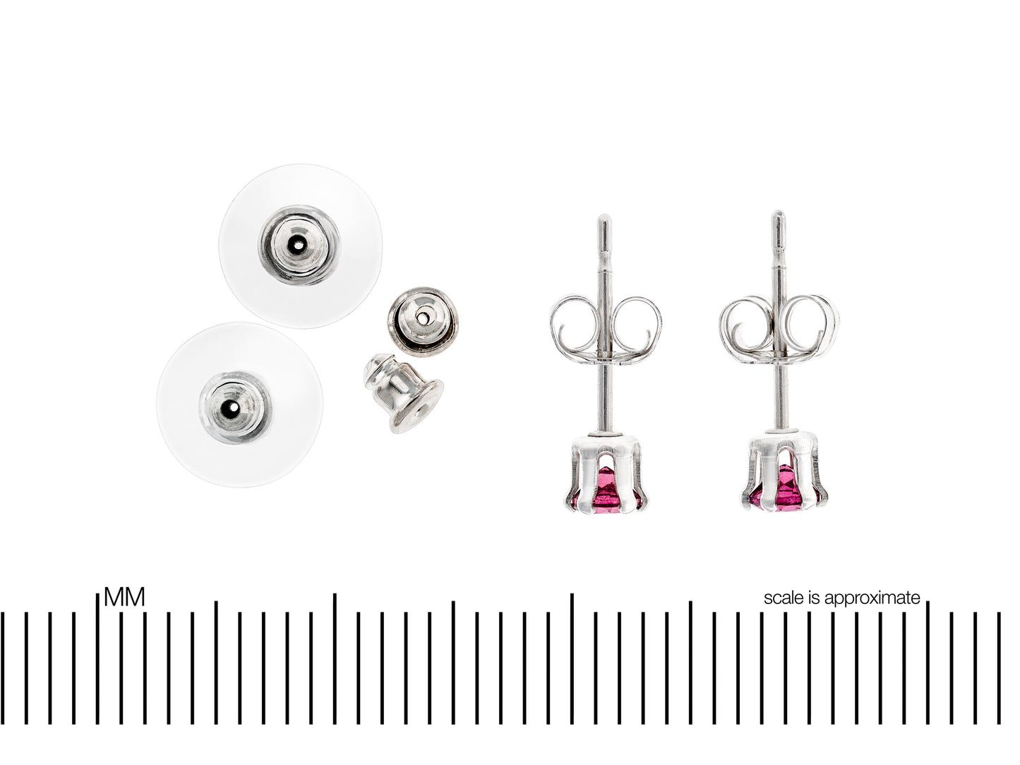 Gorgeous, Hot Pink to Purple, Natural, 3mm Diamond Cut, Rhodolite Garnet Earrings! Sterling Silver, 6-Prong.