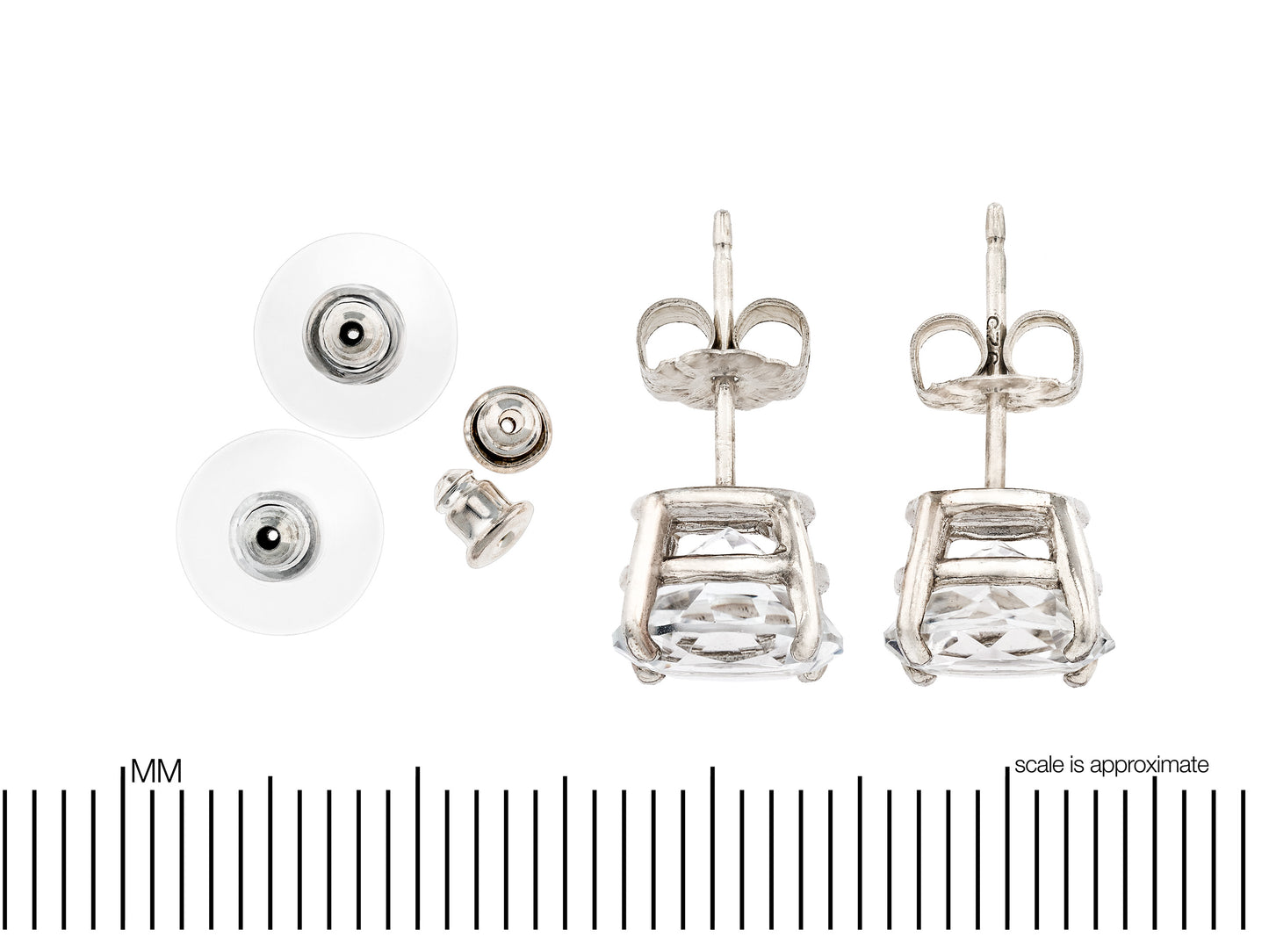 These Natural White Topaz Studs from Brazil have incredible sparkle! Large, 8mm Round Faceted Gemstones.