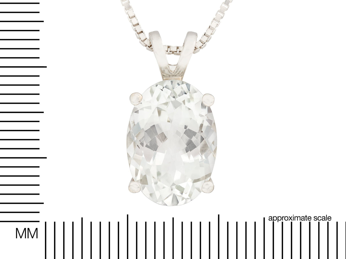 Magnificent white topaz gemstone pendant necklace. 14x10mm natural oval faceted Brazilian gemstone. 6.85ctw gem.