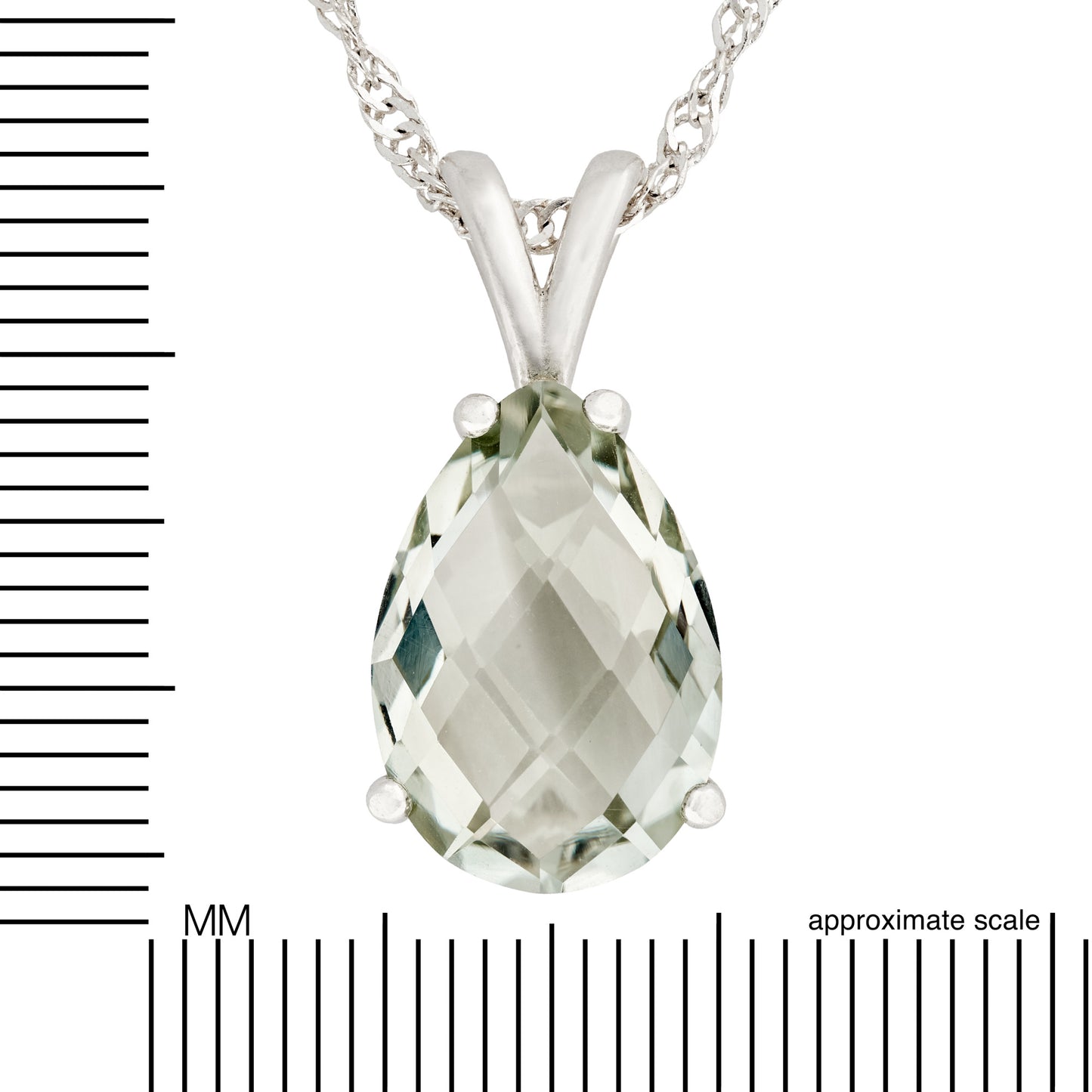 Gorgeous light sage green checkerboard prasiolite necklace! Large, natural, prasiolite from Brazil. 15x10mm pear, 5ctw.