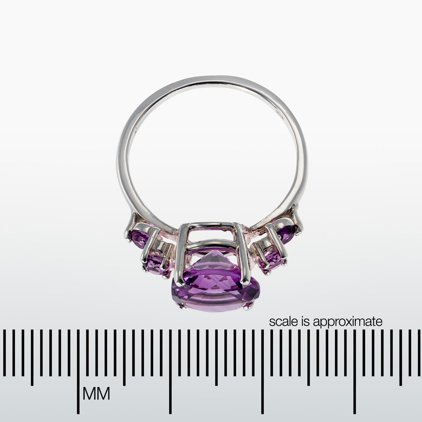 Rich Purple Amethyst Ring!  Large, 10mm Diamond Cut African Amethyst with African Amethyst Accents.  Incredible Purple Color.