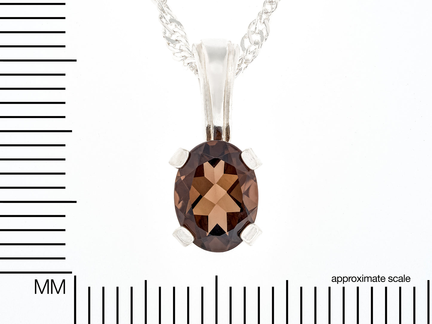 Brazilian Smoky Quartz necklace! 8x6mm oval, natural, dark brown, Grade AAA Brazilian gemstone in a 6-Prong, Silver Pendant.