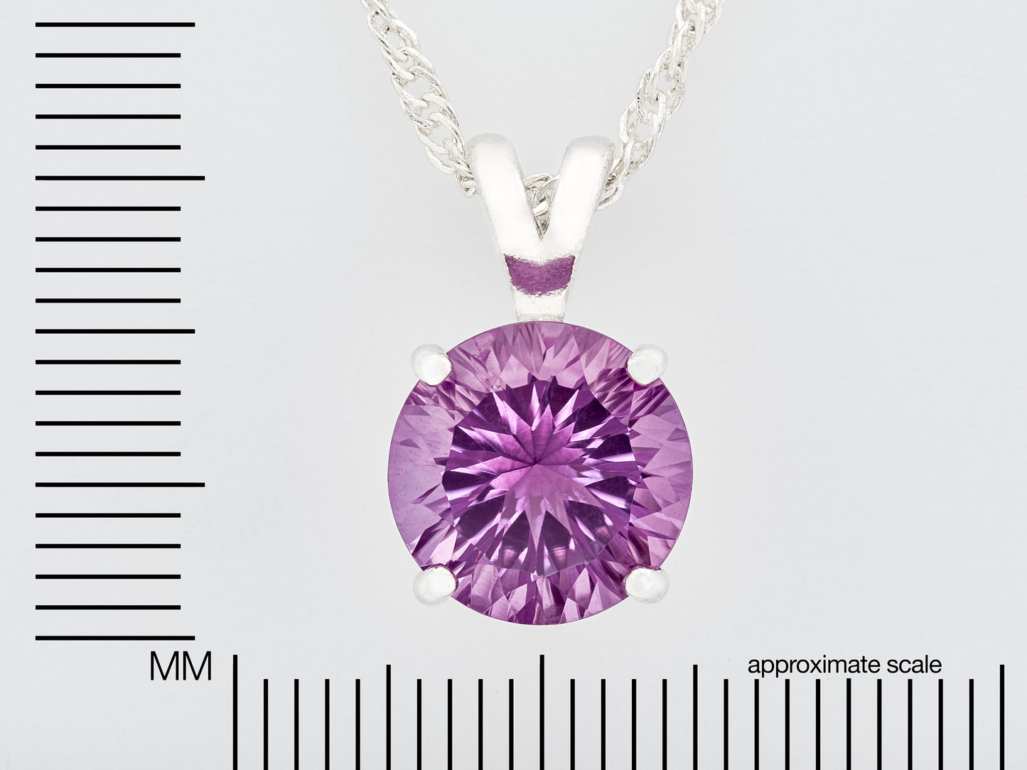 Brazilian purple amethyst, concave cut perfection! 10mm round, 3.38ctw, natural gemstone.  Premium silver pendant necklace.