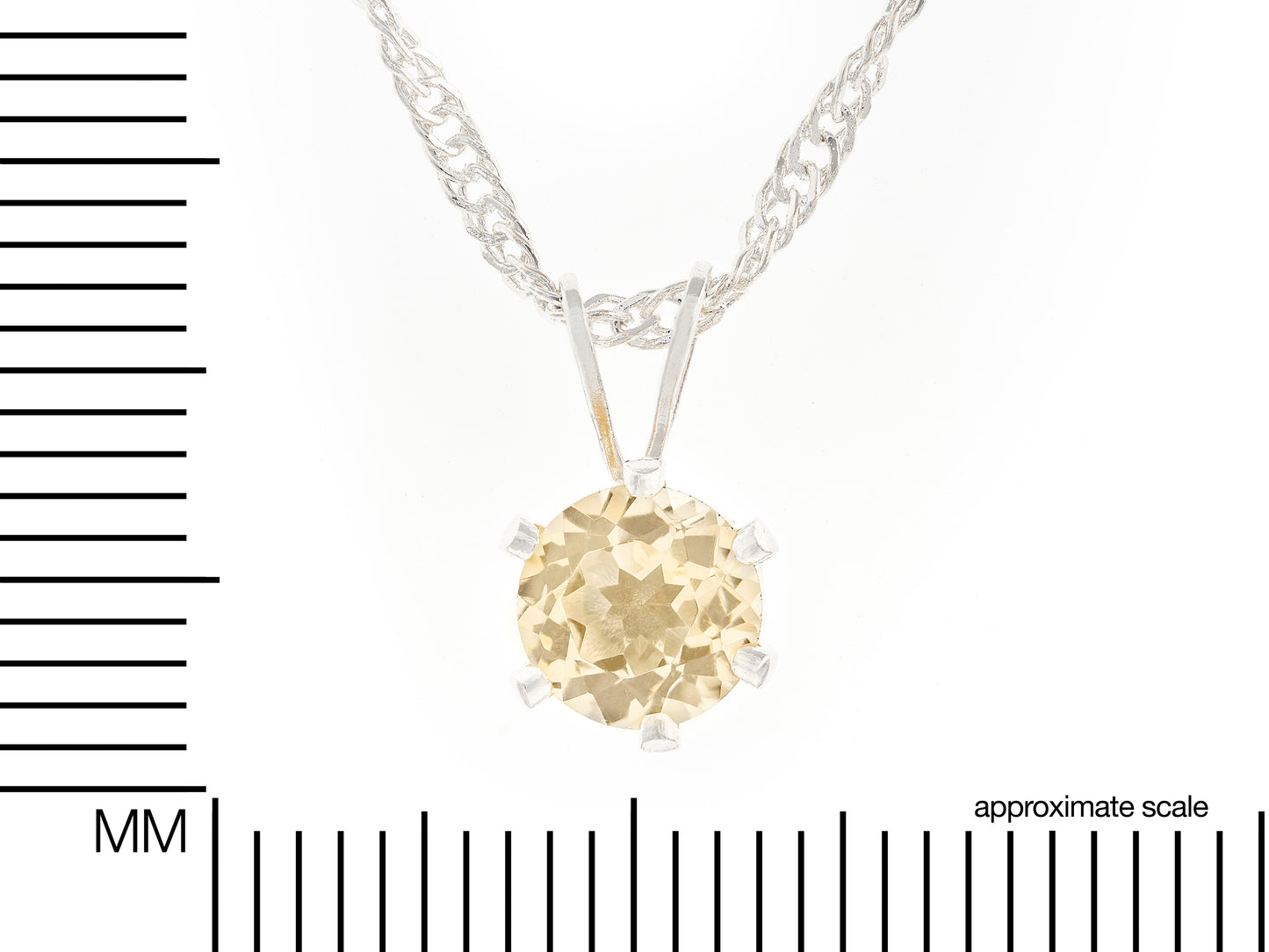 Gorgeous Yellow Natural Citrine! 6mm, Round Faceted. Sterling silver necklace from Brazil.