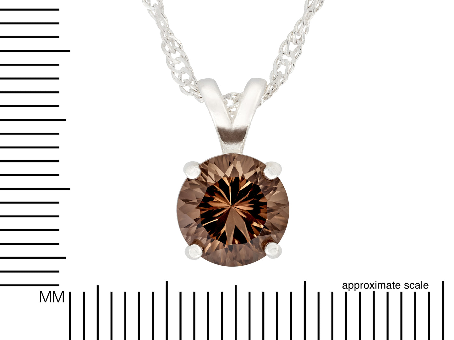 Authentic Brazilian Smoky Quartz Pendant Necklace! 8mm, Round, Concave Cut, Grade AAA. Premium Sterling Silver, Pendant and Chain.